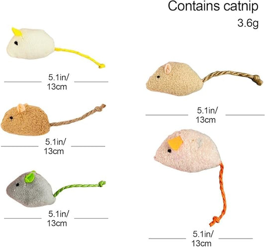 Shudyear cat Toys 5pcs Mouse Toys, Interactive Catnip Animal Toys for Indoor Kittens to Eliminate Boredom for Bored Indoor Cats (10pc)