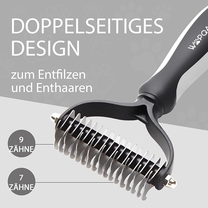 Slicker Brush for Dogs, Long Pin Dog Grooming Brush for Goldendoodles, Poodles, Doodles, Includes Pet Comb & Undercoat Rake, Perfect for De-Shedding, Dematting & Reducing Tangles. Large, Black