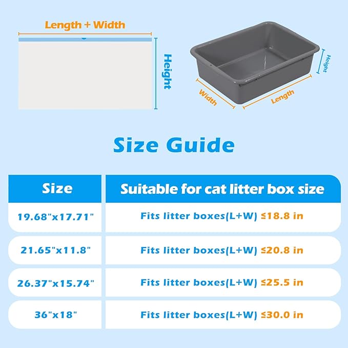 Cat Litter Bags 120 Count,26.37"x15.74" Drawstring Close Litter Box Liners for Automatic Litter Box,Thick Cat Poop Bags,Easy to Clean,Heavy Duty Robot Bag for Self-Cleaning Box