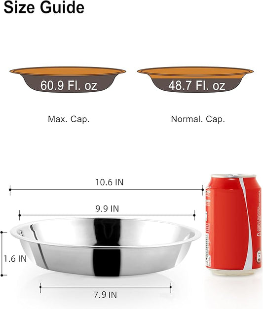 VENTION Big Shallow Cat Food Bowls, Outer Dia. 10.6 in Whisker Fatigue Cat Bowl, Stainless Steel Cat Food Dish for Indoor Cats, Set of 4 Replacement Cat Bowls for Raised Station(60.9 Fl.oz)