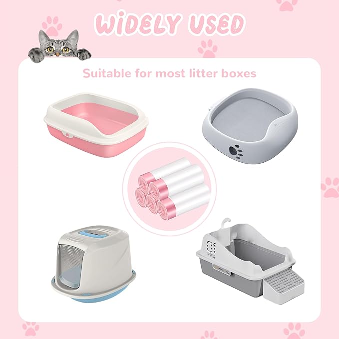 100 Counts Cat Litter Box Liners, 27" x 15" Drawstring Bags for Kitty Litter Pan Receptacles, One Step Cleaning, Heavy Duty, Extra Thick & Tear Resistant (Small Size / 100 Counts)