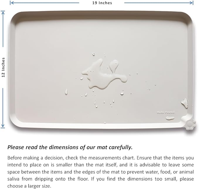 Hoki Found Silicone Pet Food Tray - High-Lips Dog Cat Bowl Mats - Waterproof Dog Cat Food Mats - Colors: Cream Brown