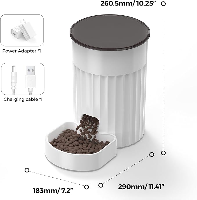 PAPIFEED Automatic Cat Feeder 3L, 2.4G WiFi Auto Pet Food Dispenser for Cats and Small Dogs, Timed Cat Feeder Programmable Portion Size with APP Control & Alexa 1-10 Meals Per Day (White)