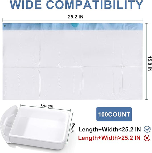100 Count Cat Litter Box Liners and Bags for Automatic Cat Litter Boxes,Waterproof Easy Cleanup,Heavy Duty,Unscented,Hypoallergenic & Pet-Safe (Blue)