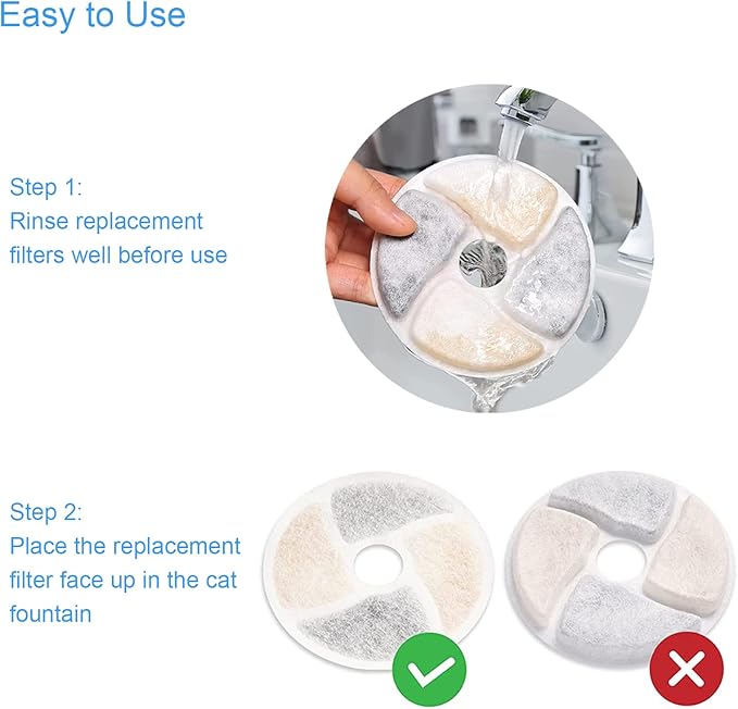 SORON Cat Water Fountain Filters, 4 Packs Replacement Filters for Automatic Pet Fountain, 4.13inch Filters For Cat Water Fountain