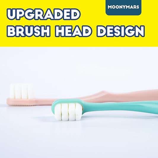 Dog Toothbrush Kit 2 Pack, Ultra Soft Pet Tooth Brush for Medium to Large Dogs & Cats, Animal Teeth Brushing Kit for Easy Dental Cleaning, 2 Pcs, Pink