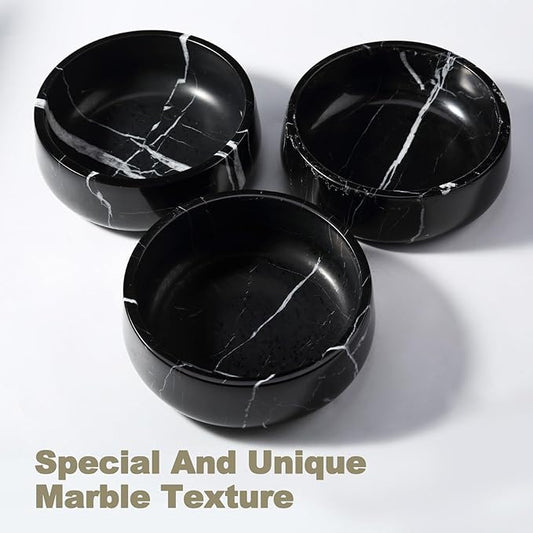 Black Marble Dog Bowl, 3.5lbs Non Slip,Non Spill Heavy Dogs Food Bowl, Large Dog Dish, Weighted Food and Water Bowls for Medium Dogs, Natural Stone Pet Bowl, Easy to Clean, Holds 4.5 Cups
