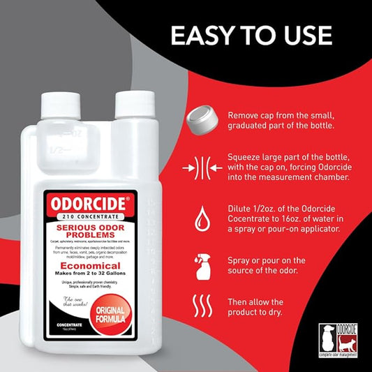 Odorcide Odor Eliminator Concentrate: Odor Eliminator for Strong Odor on Carpets, Hardwood & More - Smoke, Sweat & Pet Odor Eliminator for Home w/Non-Enzymatic Formula, 16 oz