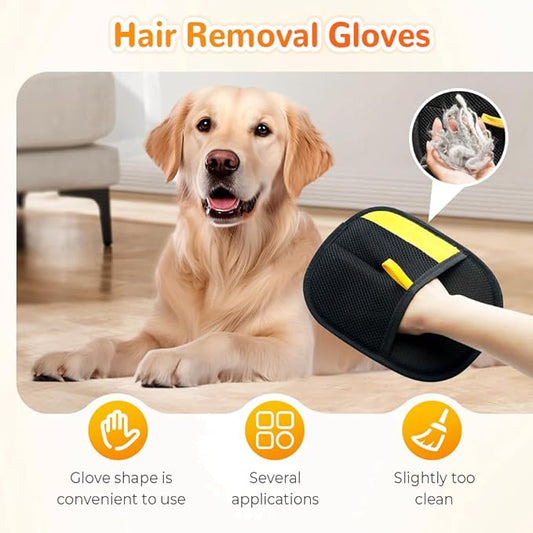 2025 Upgrade Pet Hair Remover Gloves, Reusable Cat Dog Grooming Gloves Pet Hair Remover Electrostatic Gloves, Premium Efficient Pet Hands on for Dogs, Cats & Horses with Long and Short Hair Fur (1)