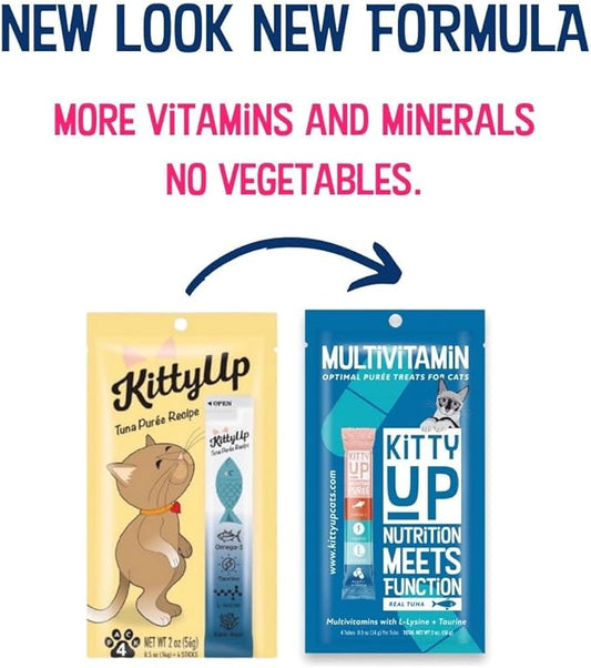 Lickable Cat Treats -Real Tuna Multivitamin Puree with Lysine & Taurine for Indoor Cats | Grain-Free, Squeeze Tube (12 Pack)