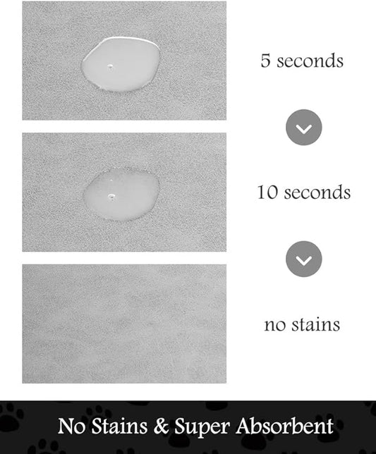 Pet Feeding Mat-Absorbent Dog Mat for Food and Water Bowl-No Stains Quick Dry Dog Water Dispenser Mat(LIGHTGREY,17"x34"