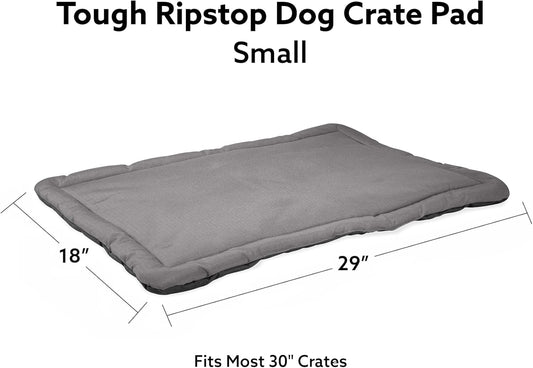 K9 Ballistics Tough Ripstop Dog Crate Pad - Durable & Machine Washable with Non-Skid Bottom and 120-Day Warranty, Fits 30" Wire Crates - Small, Light Gray Velvet