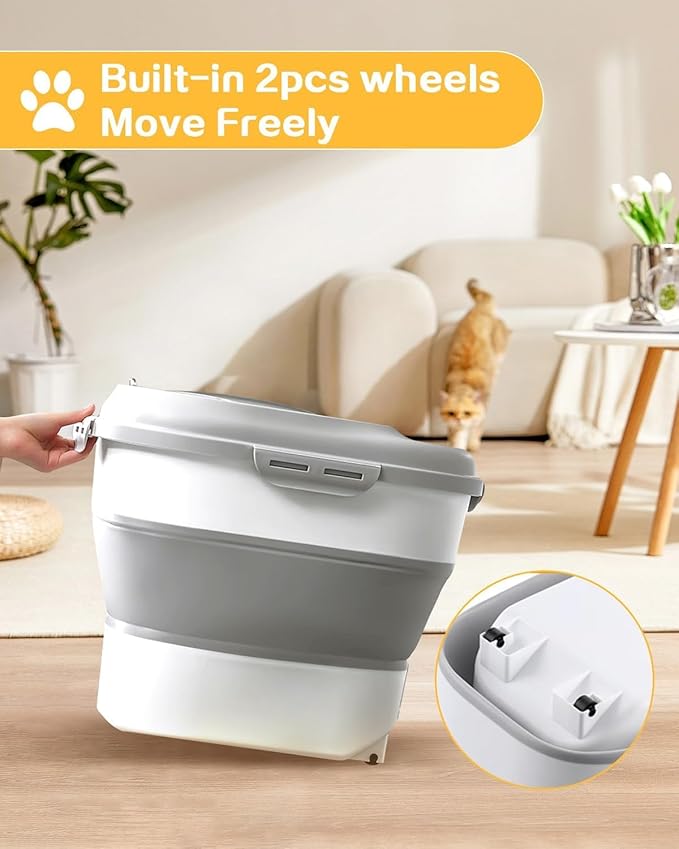 ANVS 2 Pack Dog Food Storage Container - Collapsible Cat Food Container with Airtight Lids, and Scoop,Dry Food For Dog, Cat and Other Pet Food (Grey, 10 lbs)