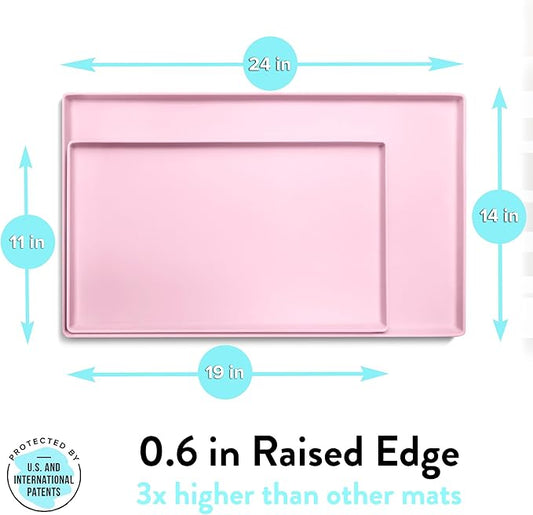 CatGuru Cat Food Mat, Small & Large Pet Feedingd Mat, 100% Waterproof Cat Mats for Food and Water, Silicone Mats for Pet Bowls, Non-Slip Placemat for Water Bowl or Fountain (Small, Pink)
