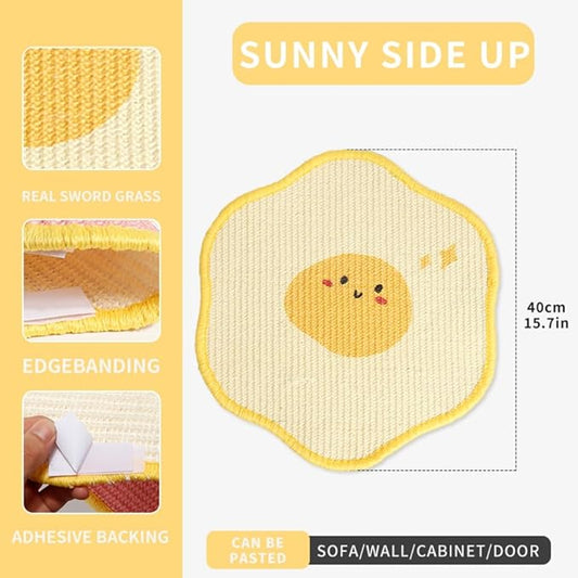 Sisal Cat Scratching Mat – Anti Scratch Furniture Protector for Walls, Couches, Cabinets, Doors & Carpet, 15.7x15.7 Inch, Shedding-Resistant Cat Scratcher with Hook and Loop Fastener (Yellow)