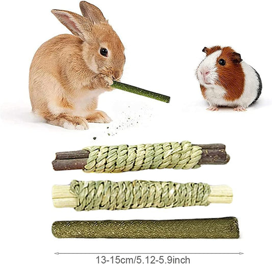 Rabbit Toys, 3 Types Hamster Chew Toys for Teeth Grinding, Improve Dental Health, Best Bunny Toys for Rabbits, Guinea Pigs, Chinchillas, Hamsters