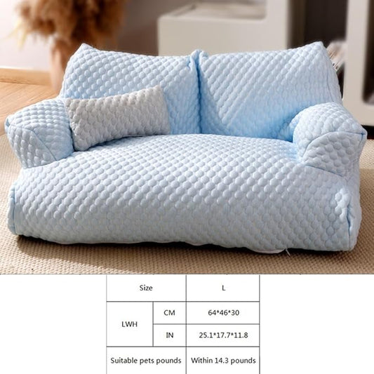 Pets Cute Couch,Cool Fabric Cat Sofa,Cat Beds for Indoor with Armrest,Pet Sofa Multiple (Pink, Large)