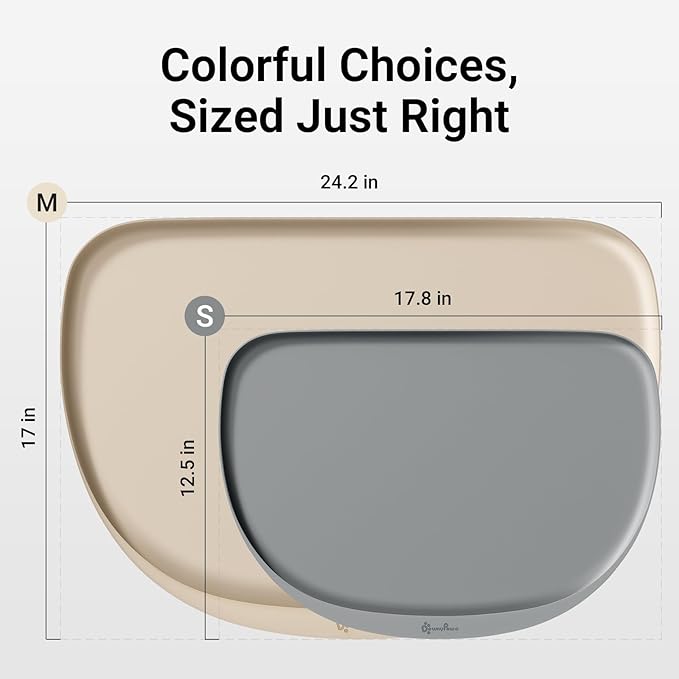 DownyPaws Dog Food Mats for Floors Waterproof, BPA Free Silcone Dog Bowl Mat, Non-Slip Pet Feeding Mat with High Raised Edge, Cat Placemat for Messy Drinkers, 24"×17", Almond