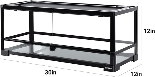REPTI ZOO Glass Reptile Terrarium 20 Gallon, Front Opening Reptiles Tank 30" x 12"x 12" for Reptile Pets Gecko Lizard Snake, Top Screen Ventilation Escape Proof Lid