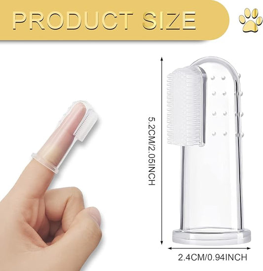 BLMHTWO 5 Pieces Dog Tooth Brushing Kit Finger Toothbrush for Dogs Cat Puppy Toothbrushs with Silicone Bristles and 16 Round Particles Thickened Silicone-Layer Transparent Dog Toothbrushs for All Pets