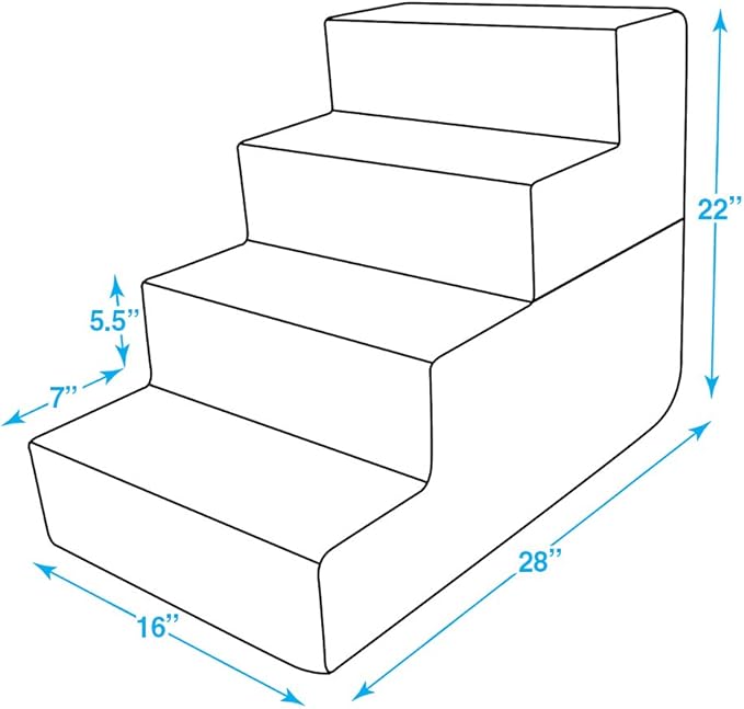 Best Pet Supplies Dog Stairs & Steps - Foam Steps for Small Dogs & Cats, Non-Slip Indoor Balanced Pet Step Support, Dog Ramp, No Assembly, Sand, Foldable 4-Step (22-inch Height)