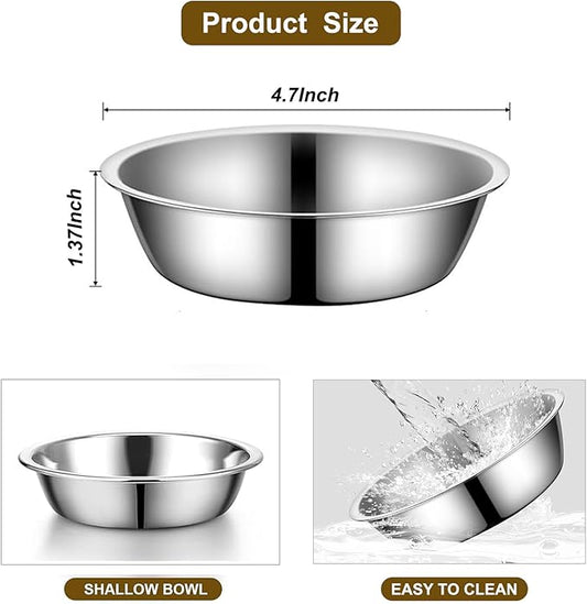 Stainless Steel Raised Cat Food Bowl for 3 Bowls, 4.7-Inch Replaceable Cat Bowl, 3 Pack (Only fit 4.7 inch 3 Bowls)