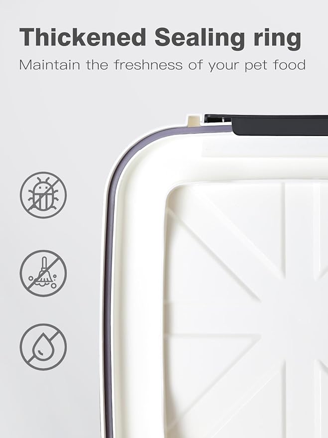 Airtight Dog Food Storage Container 20 lbs, Pet Food Storage Bin with Lid 4 lbs & 6 lbs & 10 lbs, 3 Pack, Cat Treat Container, Stackable, 3 Measuring Cup, Save Space,White