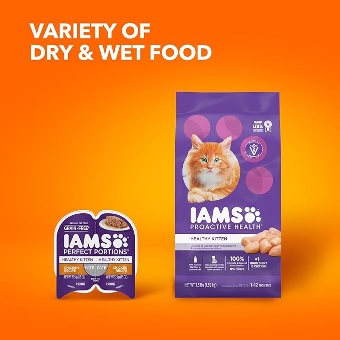 IAMS Proactive Health Healthy Kitten Dry Cat Food with Chicken, 3.5 lb. Bag