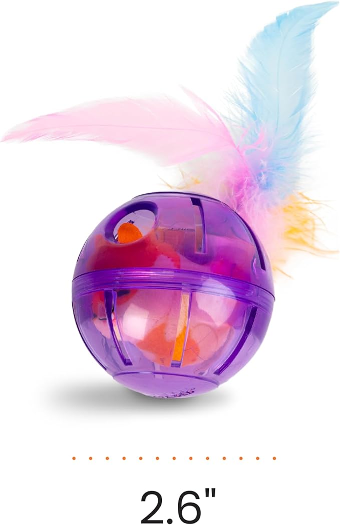 Catstages Hamster Ball Interactive Treat-Dispensing Ball Puzzle Cat Toy with Removable Squeaking Plush Hamster, Purple