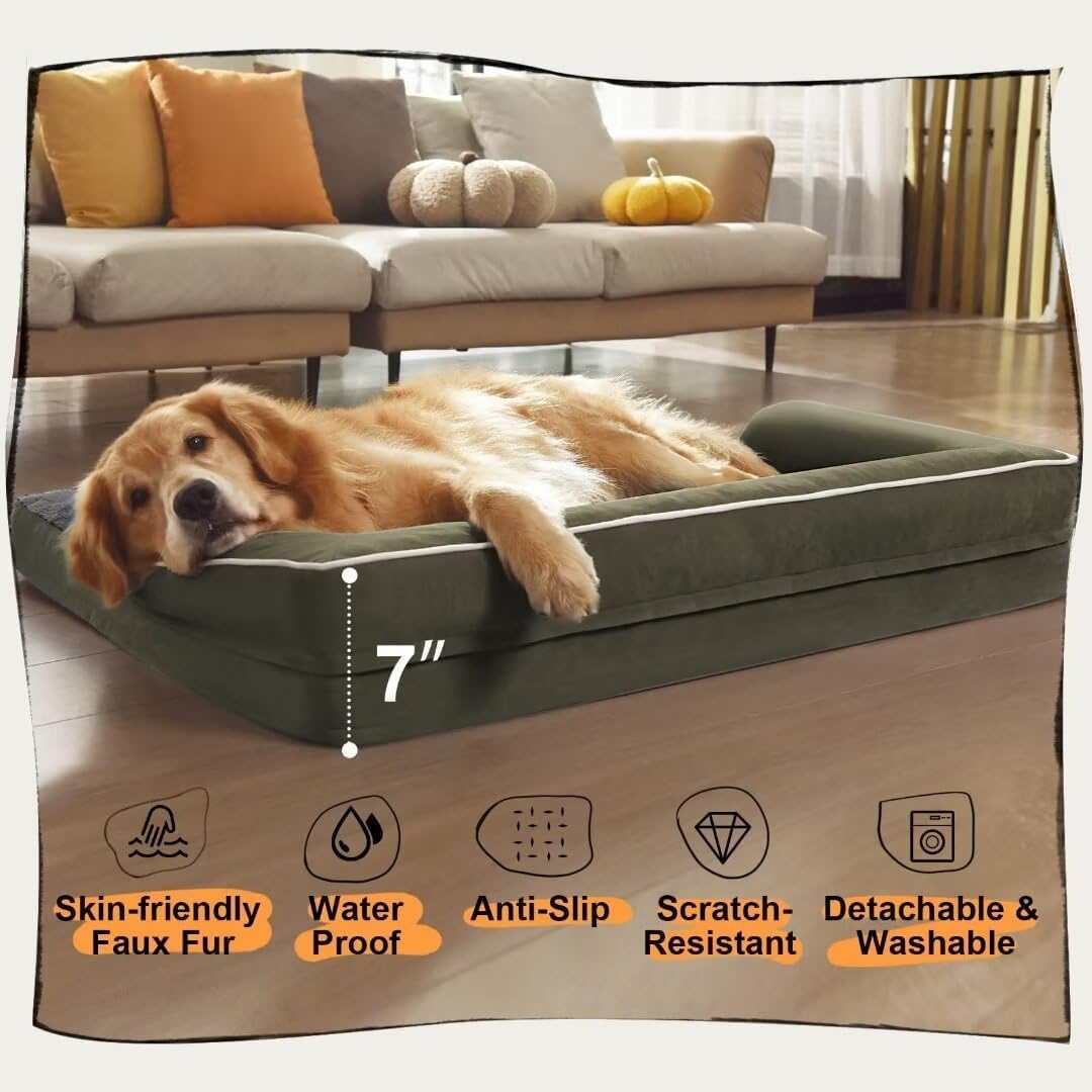 Small Dog Bed Orthopedic Washable Cat Bed Memory Foam Couch Sofa Comfy Pet Beds with Waterproof Removable Cover & Non-Slip Bottom