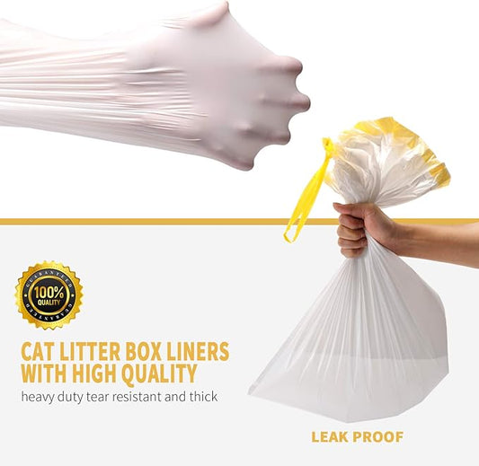 KONE Cat Litter Box Liners, 14 Count Jumbo Extra Durable Large Drawstring Kitty Litter Pan Bags Cat Waste Litter Bags Pet Supplies 36" x 18"