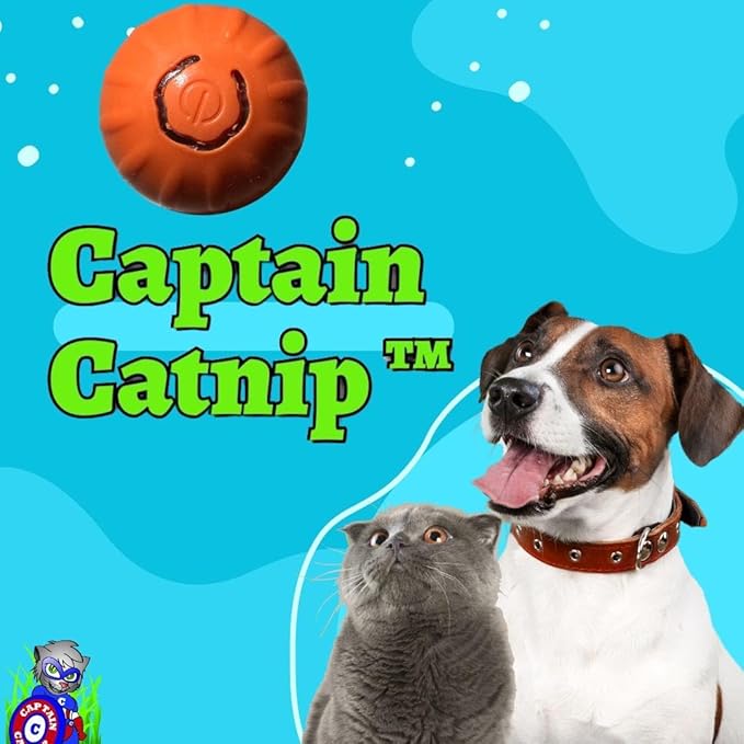Captain Catnip Bouncing Ball Dog Toy – Smart Automatic Rolling Ball for Dogs & Cats, 200mAh Rechargeable Battery, Fun & Engaging for Small & Medium Dogs & Cats