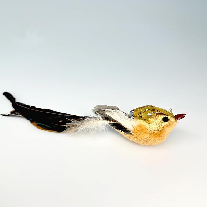 6 PCS Realistic Bird Cat Wand Attachment Toys–Handcrafted Feather Toys for Interactive Indoor Play–Engaging Cat Accessories Ideal for Wands Toy Refill & Home Décor