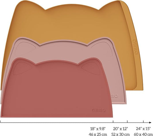 OHMO - Cat Food Mat, Silicone Pet Feeding Mat for Floor Non-Skid Waterproof Dog Water Bowl Tray, Easy to Clean Pet Placemat (Erythrinus, 18 * 9.8'')