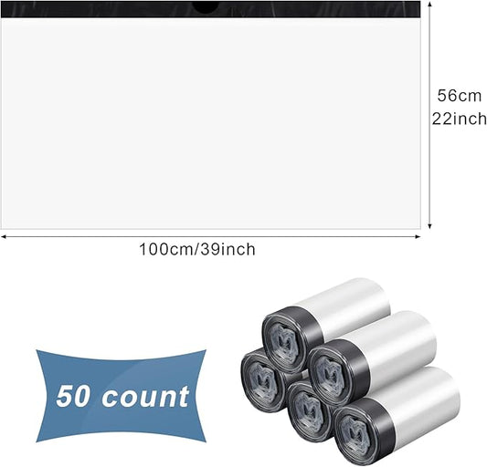 Tinlade 50 Count Jumbo Cat Litter Box Liners Large Drawstring Cat Litter Liners Bags Unscented Tear Resistant for Trash Waste to Keep Your Home Clean(39 x 22 Inch,Clear, Black)