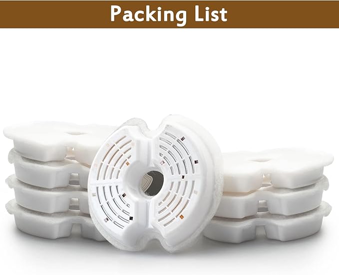 Cat Water Fountain Filter, Multiple Filtration Pet Water Fountain Replacement Filter,8 or 12 Packs of Cotton Activated Carbon Cat Fountain Filter(Filter 8 Pack)