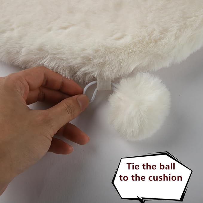 SHENGOCASE 2-Pack 17.7" Round Faux Rabbit Fur Cat Dog Bed Cushion Pad Mat, Cat Tree Tower Replacement Cushion Pad for Window Perch, Carrier House Cage Crate Kennel Furniture