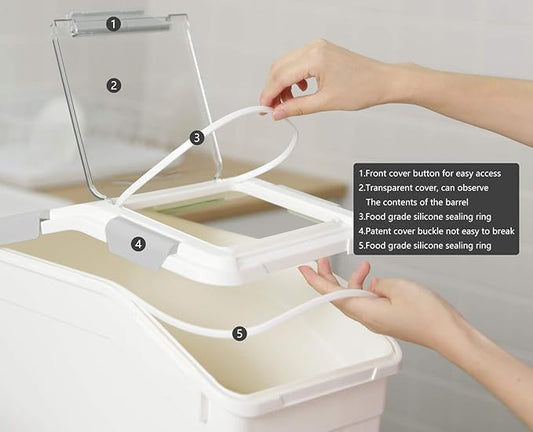 LISM 2 Pack Dog Food Storage Container with Scoop,Large Airtight Pet Dog Food Bin,Container for Dog Treats Rice,Dog Cat Dry Food Bin,Baking Supplies,Flour,Rice,Kitchen Pantry Cereal(25 LB)