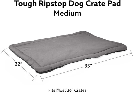 K9 Ballistics Tough Ripstop Dog Crate Pad - Durable & Machine Washable with Non-Skid Bottom and 120-Day Warranty, Fits 36" Wire Crates - Medium, Light Gray Velvet