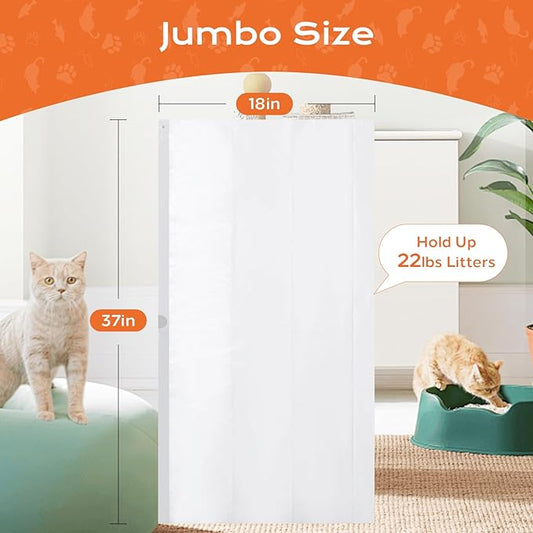 Cat Litter Box Liners 30 Count, 37" x 18" Jumbo Cat Litter Bags with Drawstring, XL Heavy Duty Litter Pan Liners, Litter Box Liners Tear Leak Resistant for Pet Supplies Simple Access