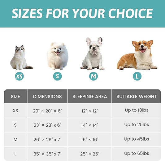 Dog Bed with Hooded Blanket, Round Fluffy Anti-Anxiety Pet Bed for Medium Dogs & Large Dogs, Cozy Donut Cuddler with Machine Washable Faux Fur & Anti-Slip Bottom(35"×35"×7",Cream)