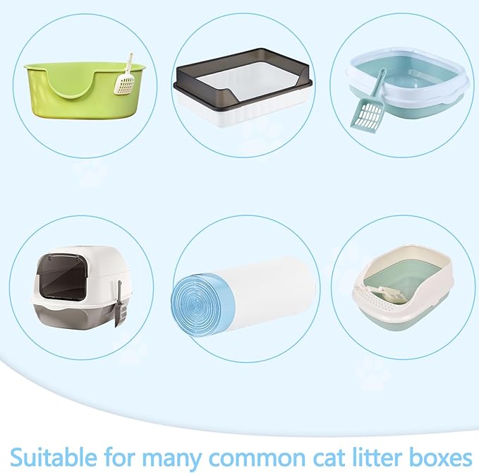 20 Count Cat Litter Box Liners - Large Drawstring Cat Litter Bags, Extra Thick Heavy Duty Durable Litters Tray Pet Cats Pan Liners, Waste Replacement Bags for Self-Cleaning Cats Litter Boxes 16" x 25"