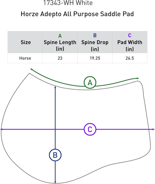 HORZE Adepto Padded All Purpose Quilted Equestrian Saddle Pad for Horses with Two-Tone Trim