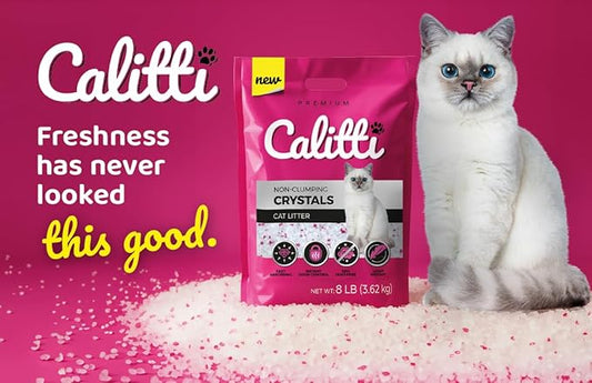 Crystals Premium Cat Litter Non-Clumping - Maximum Odor Control, 99.9% Dust Free, Soft on Paws, Unscented 8 lb (1 x 8 lb Pack)