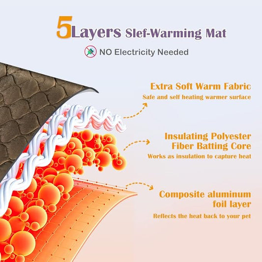 ULIGOTA Self Warming Cat Bed Self Heating Cat Mat Thermal Pet Bed Mat Self-Warming Dog Crate Pad