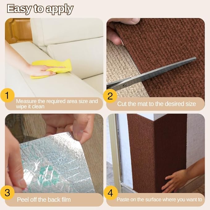 78.7"x15.8" Cat Scratching Carpet Mat Furniture Protector, Covering DIY Cat Tower,and Replacement Pads, Self-Adhesive Trimmable Mat Brown