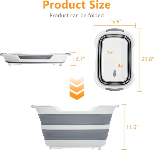 7.1 Gal/27L Multipurpose Collapsible Pet Bathtub Upgraded with Drainage Hole and Pet Hair Collector for Bathing/Shower, Portable Laundry Basket-Foldable Bathing Tub-Storage Organizer.