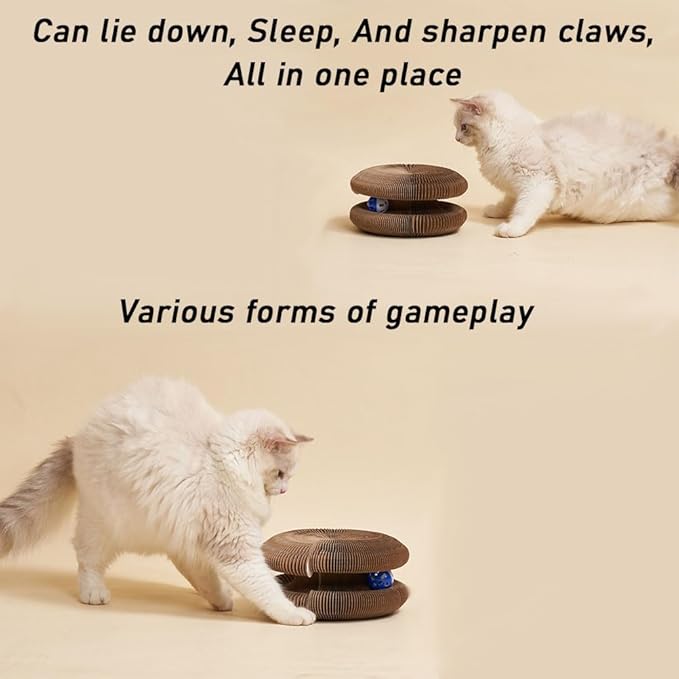 Claw Coil for Cats, Claw Coil, Cat Scratching Board with Bell, Magnetic Suction Interactive Indoor Playboard, Corrugated Paper, Does Not Take Up Space (B)