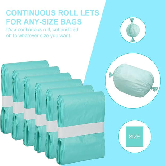 6 Count Cat Litter Pail Liner Refills - Bags Compatible with Litter Champ Pail, Green, Lightly Scented