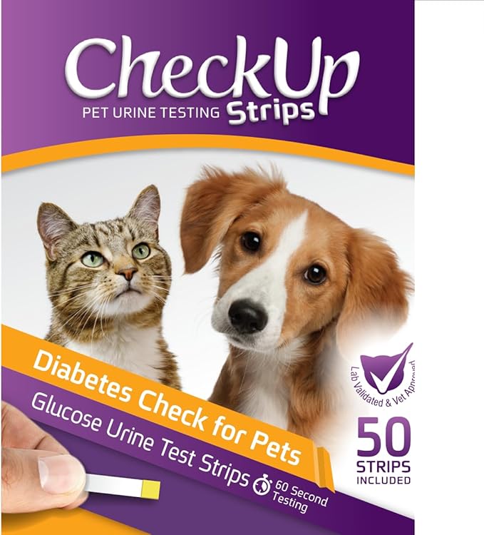 CheckUp Glucose Urine Testing Strips for Cats and Dogs - Detection of Glucose Levels x 50